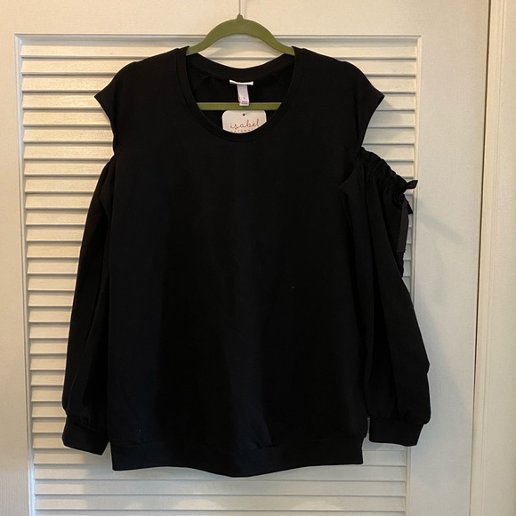 NWT Black maternity cold shoulder sweatshirt - Picture 2 of 5